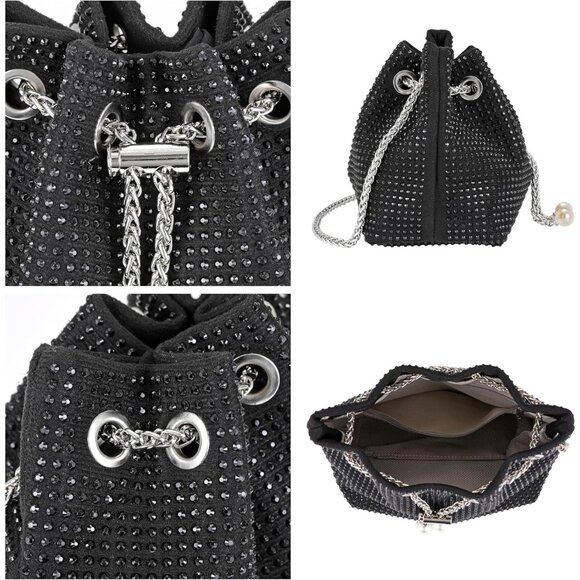 Women Glitter Pearl Crossbody Clutch Mini Bag for Formal Events - Picture 7 of 7